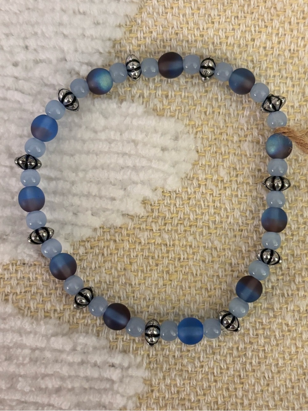 Multiple Shades of Blue Beaded Stretch Bracelet